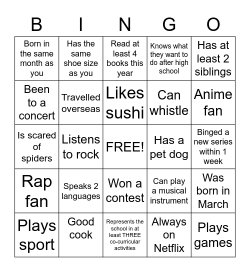 Find someone who ... Bingo Card