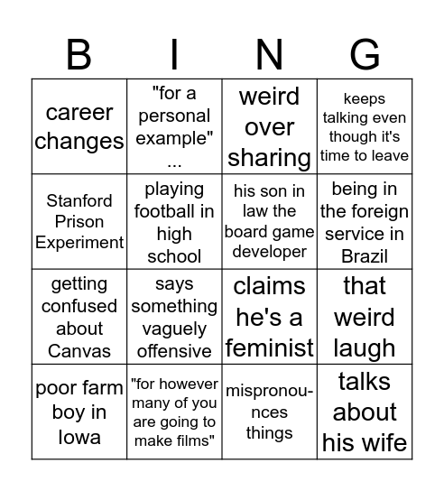 Straubhaar Bingo Card