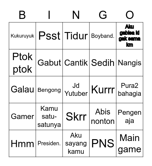 SIK K Bingo Card