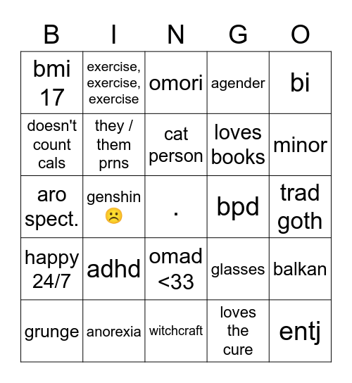 liliths bingo!! Bingo Card