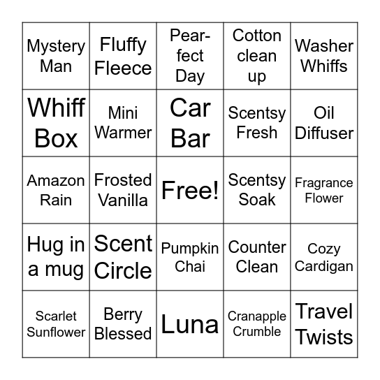 Scentsy Bingo Card