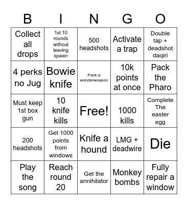 Lindas Barmy Army Zombies Bingo Card