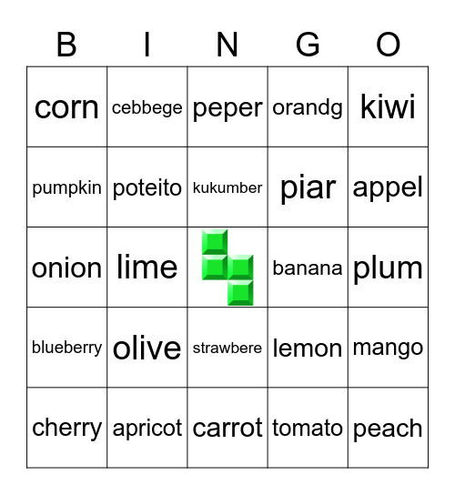 Fruits and Vegetables Bingo Card