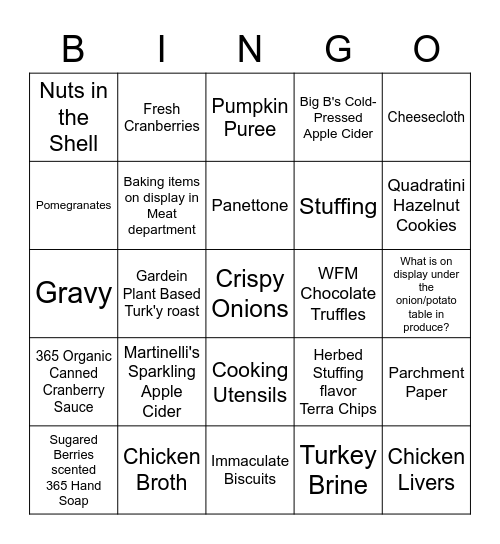 Find these items! Bingo Card