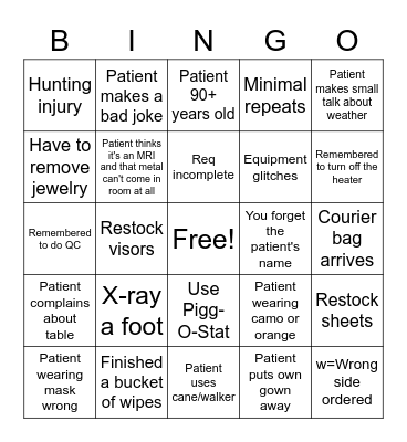MRT Week Bingo! Bingo Card
