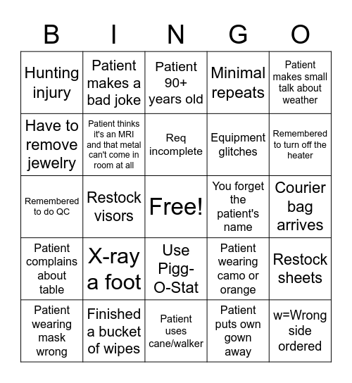 MRT Week Bingo! Bingo Card