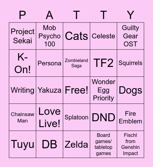 Path Bingo Card