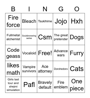 Violet Bingo Card