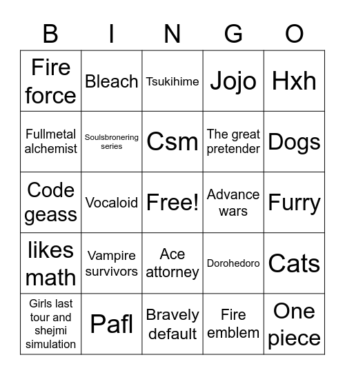 Violet Bingo Card
