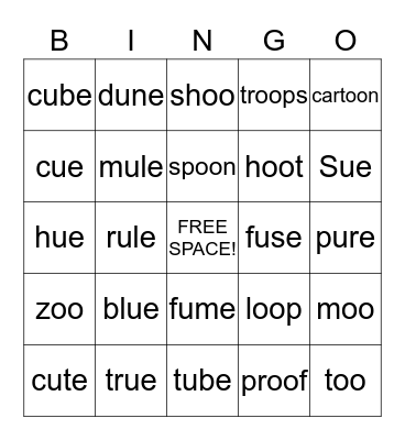 OO, UE, U_E Bingo Card