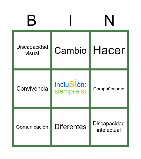 BINGO INCLUSIVO Bingo Card