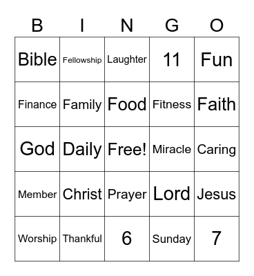 Uplift Church at the Park Bingo Card