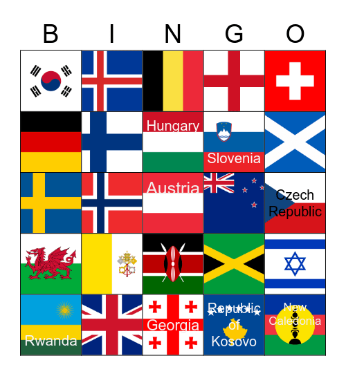 World Flags Bingo Card