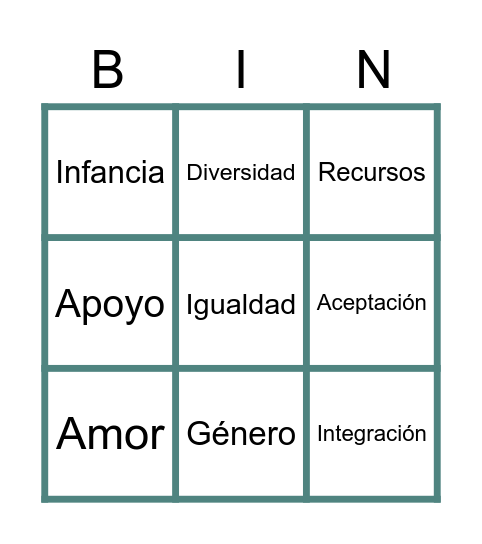 Bingo Inclusivo Bingo Card