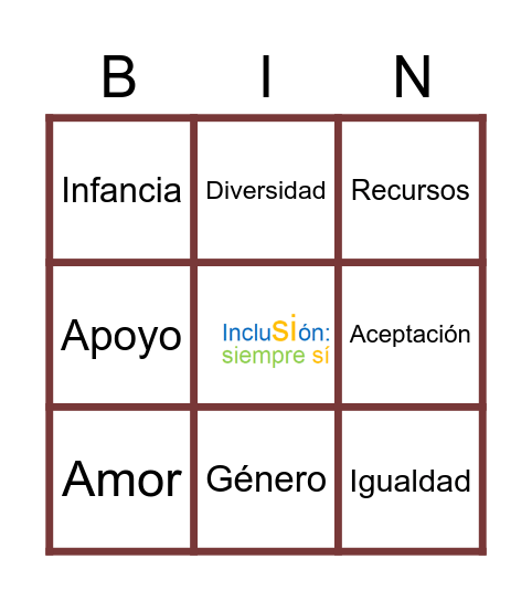 BINGO INCLUSIVO Bingo Card