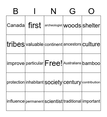 THE FIRST AUSTRALIANS Bingo Card