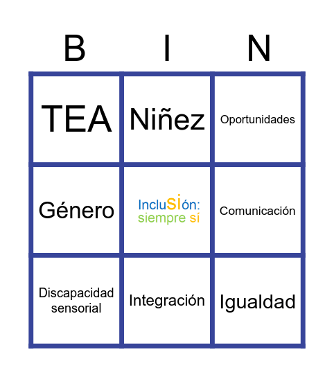 BINGO INCLUSIVO Bingo Card