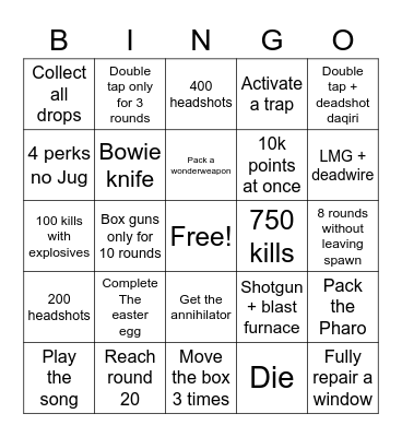 Lindas Barmy Army Zombies Bingo Card