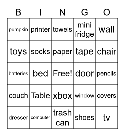 Upstairs bingo. Bingo Card