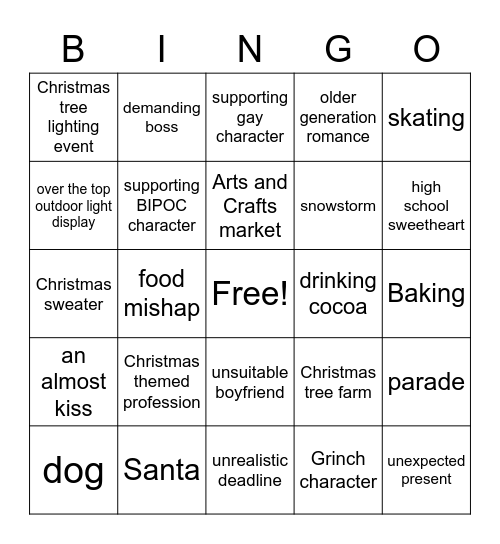 Hallmark Christmas Bingo Card