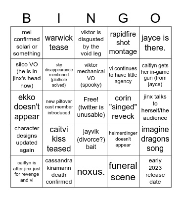 Arcane Trailer Bingo Card