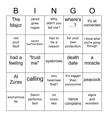 Manifest Bingo Card