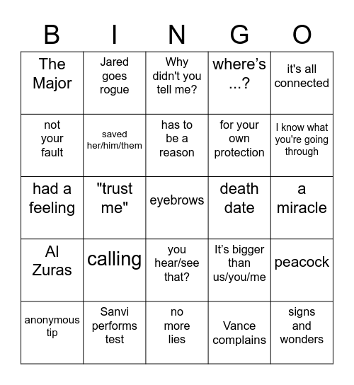 Manifest Bingo Card