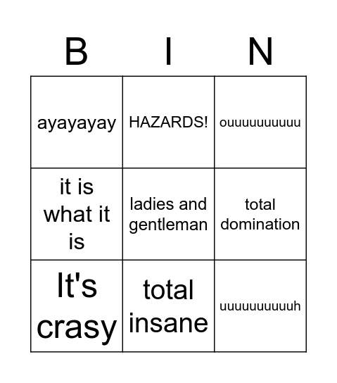 MembTV Bingo Card