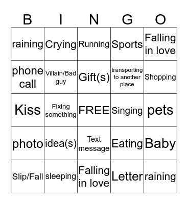 Movie Night Bingo Card