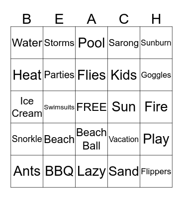 BEACH BLANKET BINGO Card