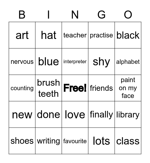 My First Day Bingo Card