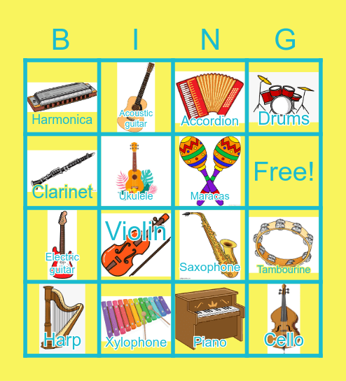 Musical Instruments Bingo Card