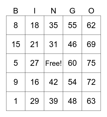 Finance & Accounting BINGO Game Bingo Card