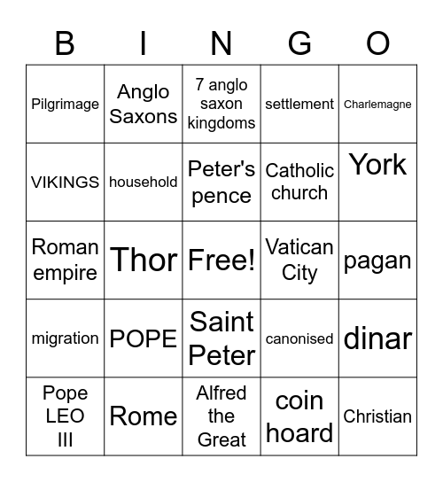 HISTORY- Bingo Card