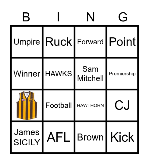 Hawks Bingo Card