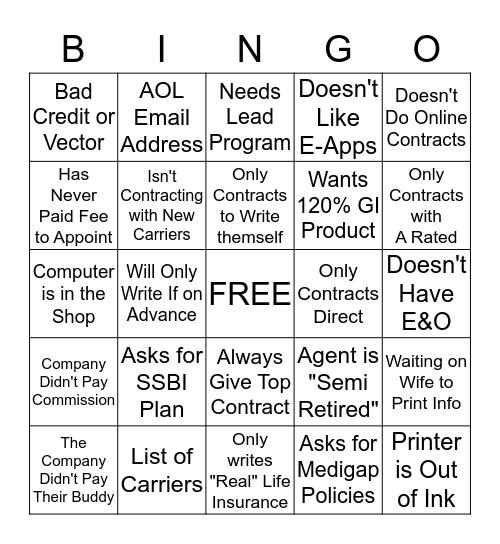 SSBI Marketer Call Bingo Card