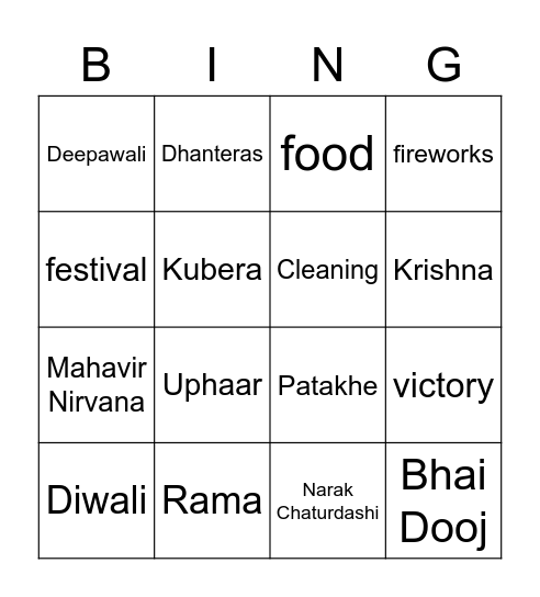 LFN3 Diwali Bingo Card