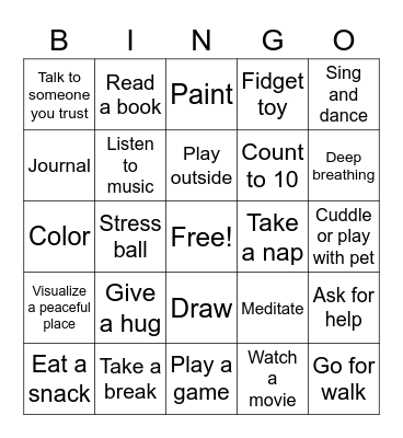 COPING SKILLS Bingo Card