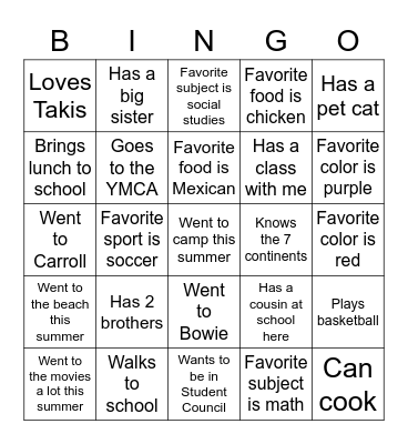 Buddy Bingo Card