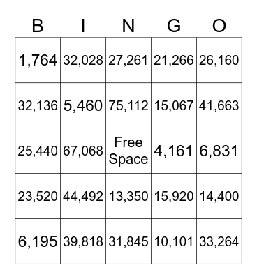 3-Digit by 2-Digit Multiplication Bingo Card