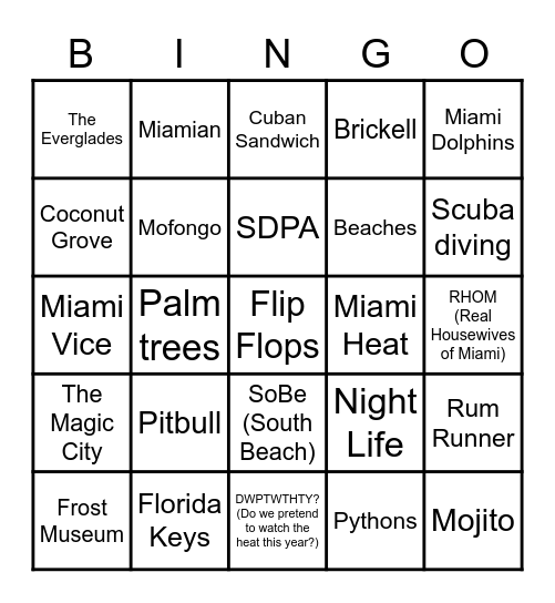 SDPA Miami Fall '22 Bingo Card