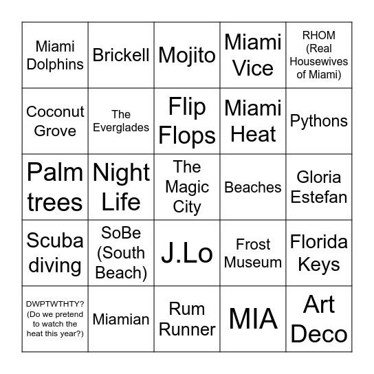 SDPA Miami Fall '22 Bingo Card