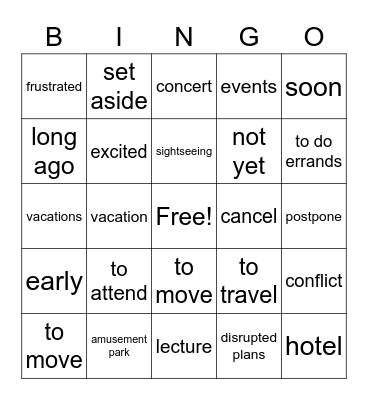 Unit 16 Vocabulary Bingo Card