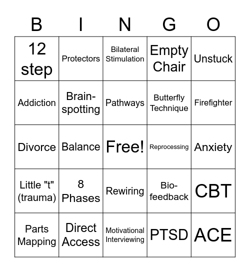 Little "t" Bingo Card