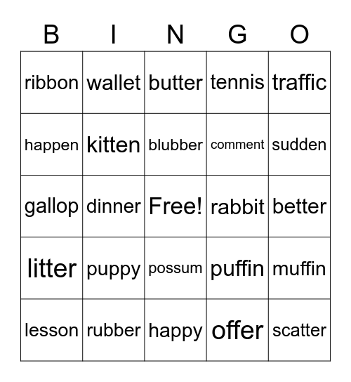 Rabbit Rule BINGO Card