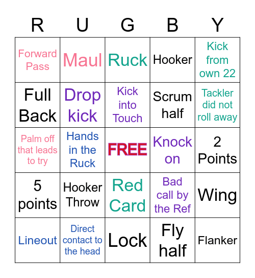 Women's Rugby World Cup Final Bingo Card