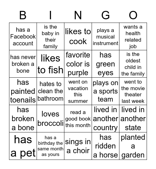 Hello! Bingo Card