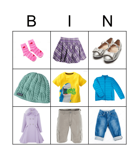CLOTHES Bingo Card
