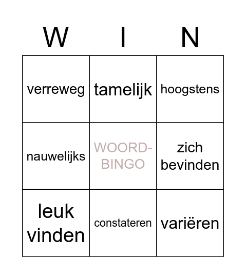 Woordenschat H1 - 4M Bingo Card