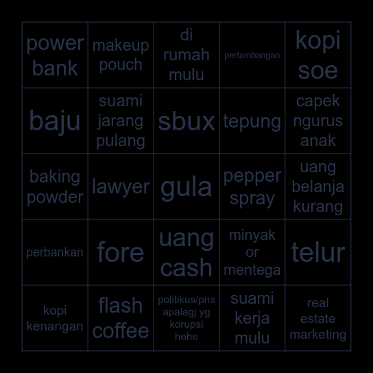 krY Bingo Card